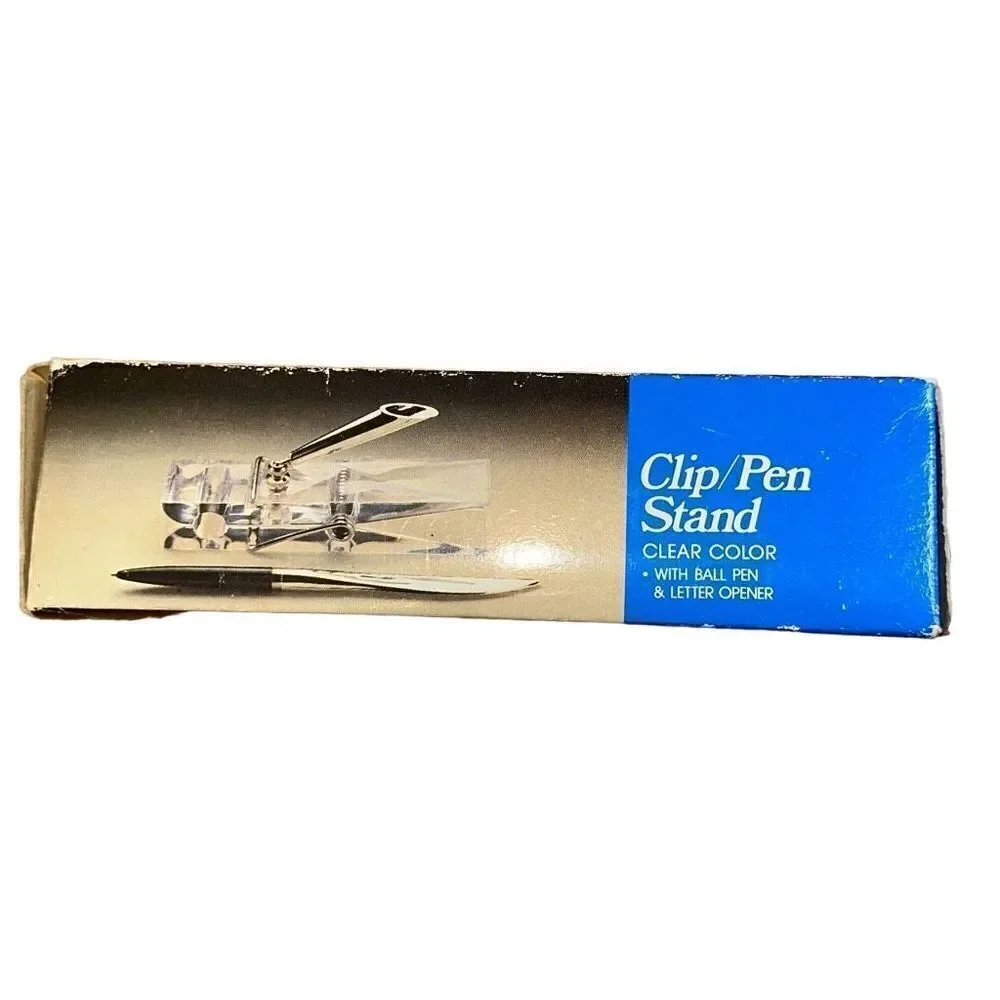 California Vtg Acrylic Memo clip With Ball Pen & Letter Opener - NIB